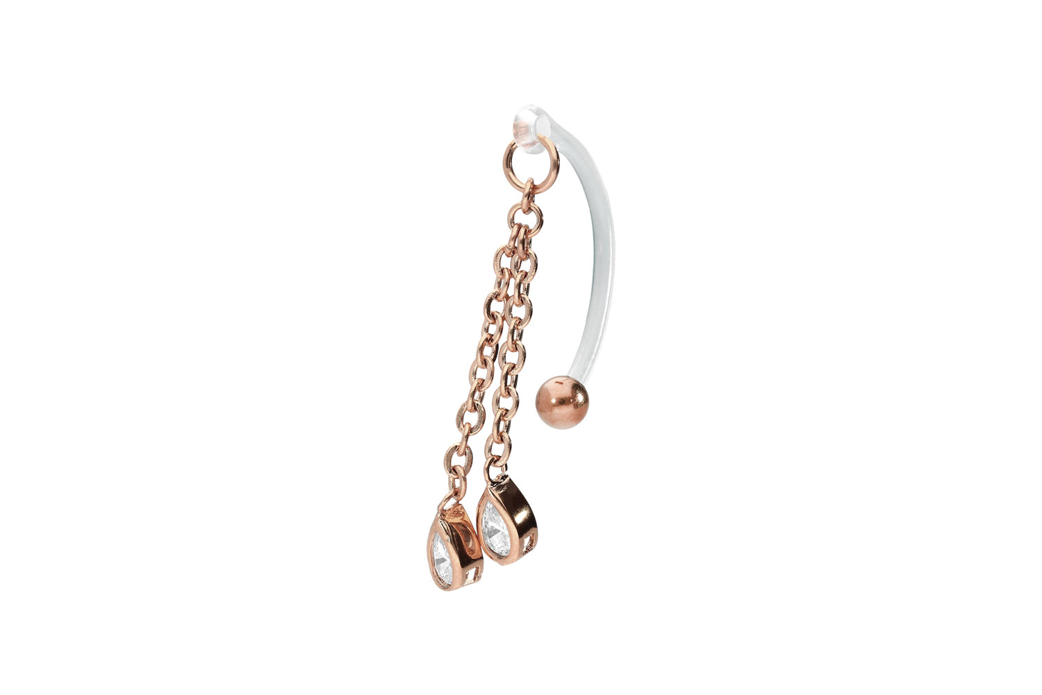 PMFK Bananabell Piercing mit Chirurgenstahl-Design KETTE + KRISTALLTROPFEN